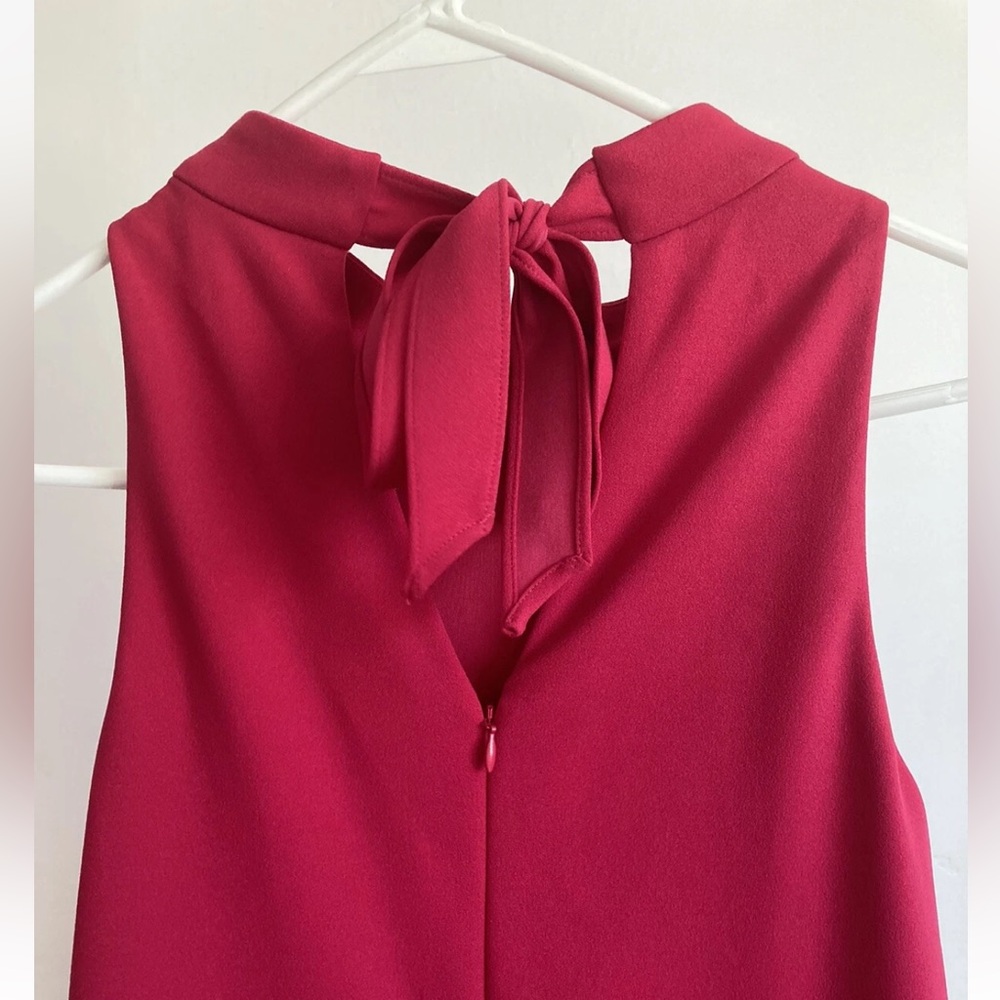 Adrianna Papell Knit Crepe Sleeveless Slim Leg Jumpsuit Fiesta Pink Women’s 8 - Picture 4 of 8